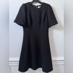 Kate Spade Black scallop detail short Sleeve Dress